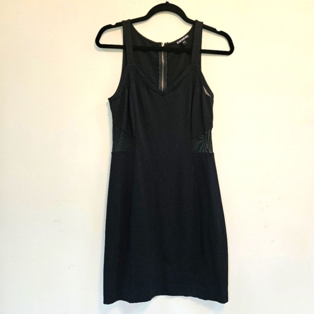 Express Dress Women's Sz 8 Black Chiffon Accents Knee Length Mobwife Structured